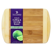 aerial view a natural two - tone bar 8 x 5-3/4 bamboo cutting board, image 1 of 2
