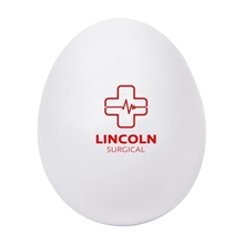 aerial view a white egg shape stress ball, image 1 of 2