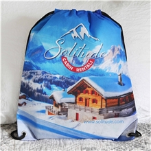a group of sublimated non - woven drawstring backpack