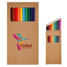 aerial view a natural paper box 12- piece colored pencil set, image 1 of 3