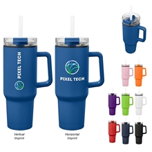 a group of 40 oz full color quest recycled stainless steel tumbler