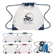 a group of touchdown clear eva drawstring backpack