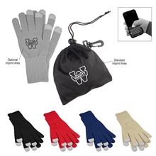 a group of touch screen gloves in rpet pouch