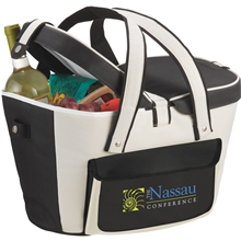 a group of picnic basket with 24 can cooler