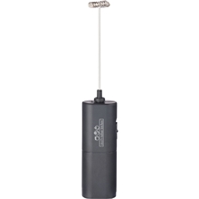 aerial view a black battery operated handheld milk frother, image 1 of 7