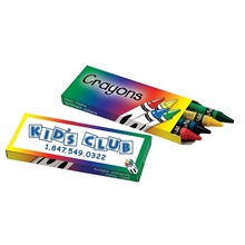 a multicolor box w/white background colorful 4- pack crayons in custom box
