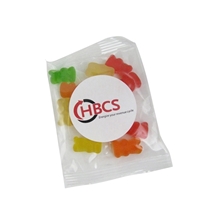 aerial view a custom clever candy 1oz goody bags - gummy bears, image 1 of 2