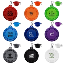 aerial view a group of collapsible silicone pet bowl, image 1 of 3