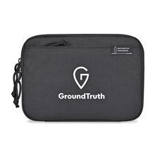 aerial view a black renew recycled rpet slim tech organizer - aware(tm), image 1 of 6