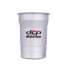 aerial view a silver 21oz. custom recycled aluminum stadium party cup, image 1 of 6