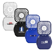 a group of portable rechargeable desk and neck fan