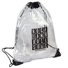 aerial view a clear clear tpu drawstring bag, image 1 of 2