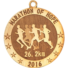 a group of wood medals 2 1/2 w x 2 1/2 h