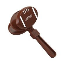 aerial view a brown football clapper noise maker, image 1 of 2