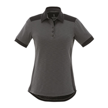 aerial view a charcoal/black smoke (990) womens laramie short sleeve polo, image 1 of 2