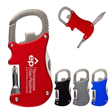 a group of bottle opener carabiner with screwdriver knife