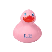 aerial view a pink large classic rubber duck, image 1 of 3