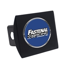 a black metal hitch cover - with chrome stock shape emblem