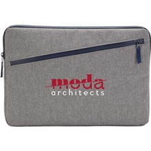 aerial view a gray angle recycled 15 laptop sleeve, image 1 of 3