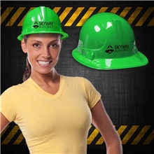 a green green plastic construction hats
