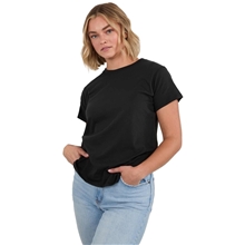 aerial view a black (995) womens american giant cotton crew neck short sleeve t - shirt, image 1 of 5