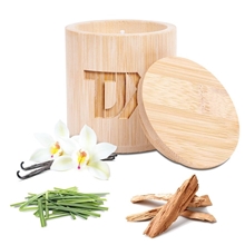 aerial view a group of bamboo essence soy candle, image 1 of 4