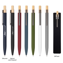 a group of recycled aluminum pen with bamboo plunger