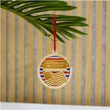 aerial view a group of layered wood ornament glitter, image 1 of 4