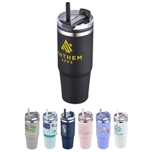 aerial view a group of monza 30 oz stainless steel / polypropylene tumbler, image 1 of 2