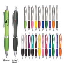 aerial view a group of satin curvy click ballpoint pen - promotional pens, image 1 of 10