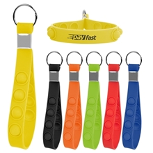 a group of silicone bubble push pop stress relief keychain