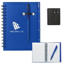 a group of spiral notebook pen
