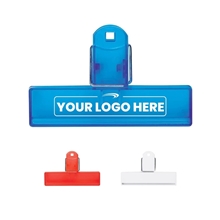 aerial view a group of 4 custom food bag clips, image 1 of 2