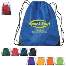 a group of polyester multi color hit large drawstring sports pack 17 x 20