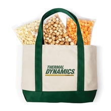 a group of embroidered canvas tote bag gift set