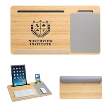 aerial view a gray with bamboo bamboo laptop desk, image 1 of 4