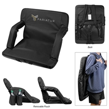 aerial view a black portable reclining stadium chair, image 1 of 2