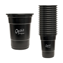 a black 16oz aluminum party cup