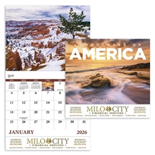 aerial view a group of landscapes of america - stapled calendar, image 1 of 24
