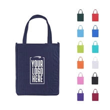 aerial view a group of atlas non woven grocery tote bag - 12 x 14, image 1 of 3