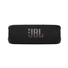 aerial view a black jbl flip 6 portable waterproof speaker, image 1 of 6