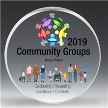 aerial view a clear photoimage(r) round paperweight - 4 dia x 3/4, image 1 of 3