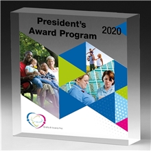 aerial view a clear photoimage(r) square paperweight - 4 x 4 x 3/4, image 1 of 5