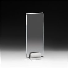 aerial view a acrylic rectangle award w / chrome base, image 1 of 2
