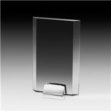 aerial view a acrylic rectangular beveled award w / chrome base, image 1 of 2
