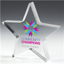 aerial view a clear photoimage(r) star paperweight - 5 x 5 x 1/2, image 1 of 4