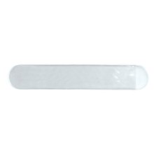 aerial view a white nail file with vinyl carrying sleeve, image 1 of 3