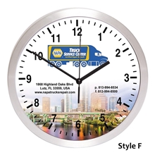 aerial view a silver balance 10 brushed metal wall clock, image 1 of 4