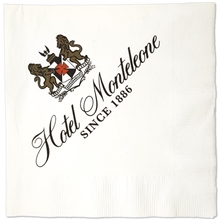 aerial view a white digital printed white 3- ply luncheon napkins coin edge embossed, image 1 of 2
