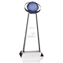 aerial view a clear/blue jaffa blue orb award, image 1 of 2